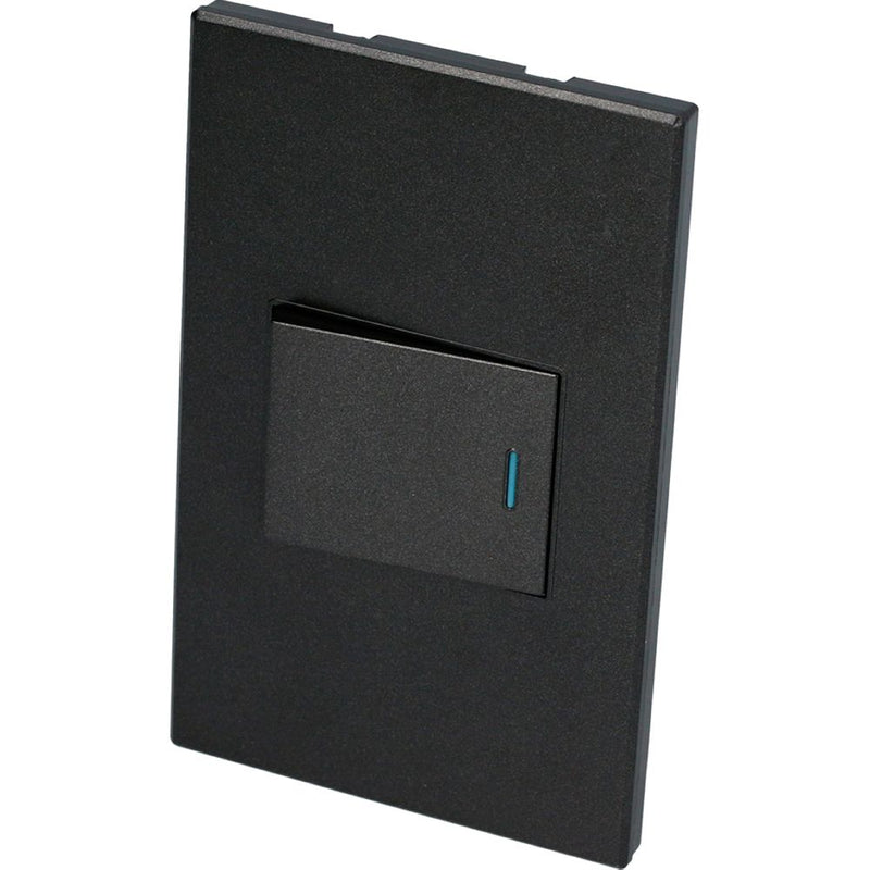 Interruptor con un apagador de escalera negro 1/2 Surtek. ( 3 vias )