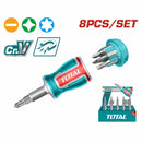 Destornillador Stubby 8 pzs. (Mango ergonómico. 25 mm. SL5,SL6,PH0,PH1,PH2,T10,T20)