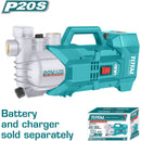 Bomba de agua Inalámbrica 20V. 180W. Capacidad: 47 L/min. No incluye batería ni cargador.