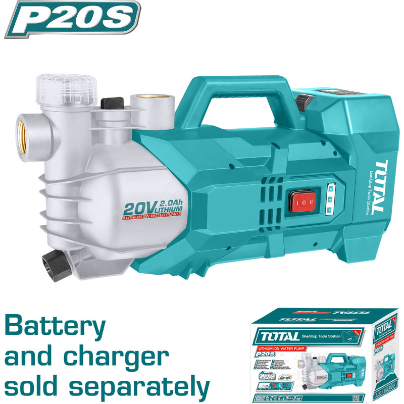 Bomba de agua Inalámbrica 20V. 180W. Capacidad: 47 L/min. No incluye batería ni cargador.