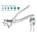 Perforadora de Cuero con mango ergonomico y función de liberación automática. Tamaños de orificios