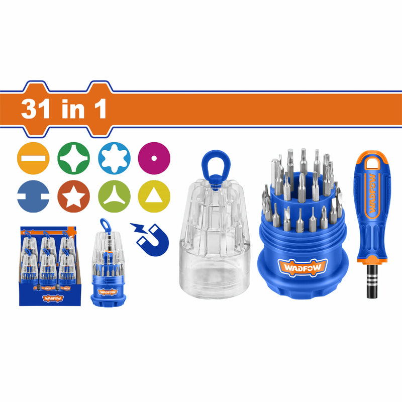Destornillador 31 en 1. CR-V. Incluye: 1 mango, 30 puntas variadas,magnético.