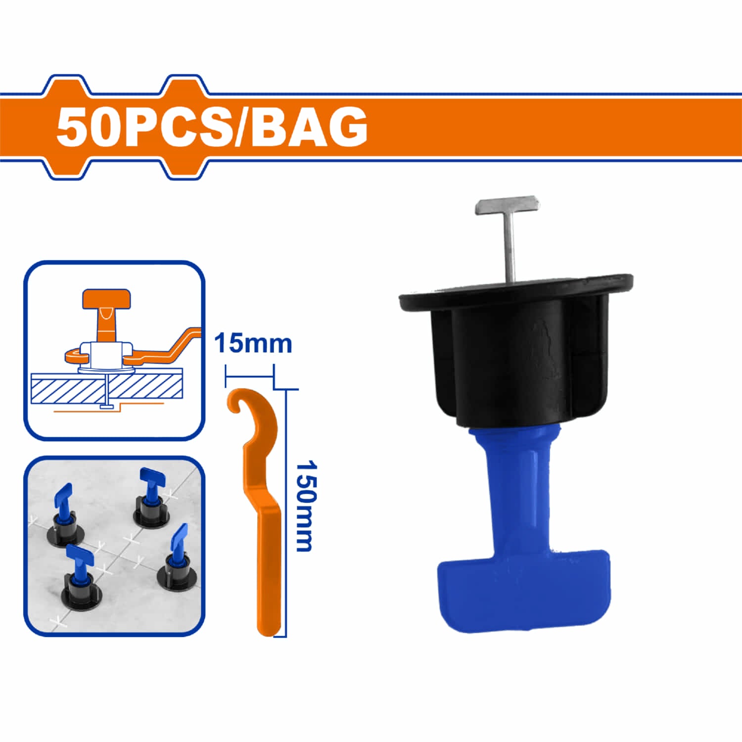 Nivelador de baldosas incluye nivelador. Resistente al desgaste y duradero. Paquete de 50 Piezas.