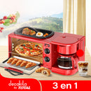 Estación de desayuno 3 en 1, 1050W, 120V/60Hz Cafetera, hornito, plancha