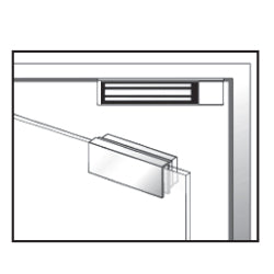 Adaptador forma U para unir recibidor de cerradura electromagnetica a las puertas de vidrio,