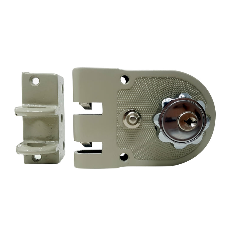 Cerradura de sobreponer garra tigre puerta metalica para lado izquierdo. No Soldable.