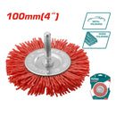 Cepillo de nylon circular para taladro con vástago de 100mm.