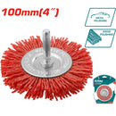 Cepillo de nylon circular para taladro con vástago de 100mm.