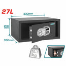 Caja Fuerte de Seguridad 27 L. 200 x 430 x 350 mm. Registra 3 a 8 dígitos.