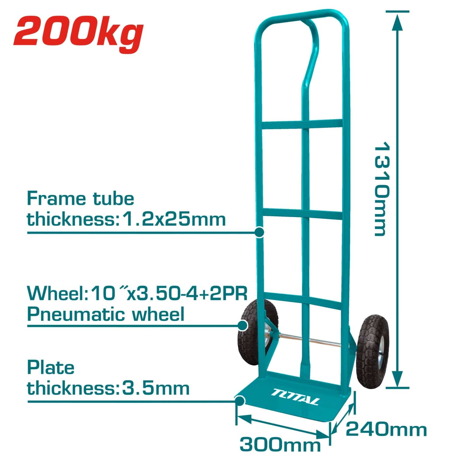 Carretilla Manual De Carga Para 200 Kg. Espesor De Los Tubos: 1.2 X 25 Mm. Alta Calidad