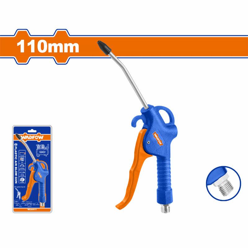 Pistola de aire comprimido de plástico 110mm. Sin enchufe rápido.