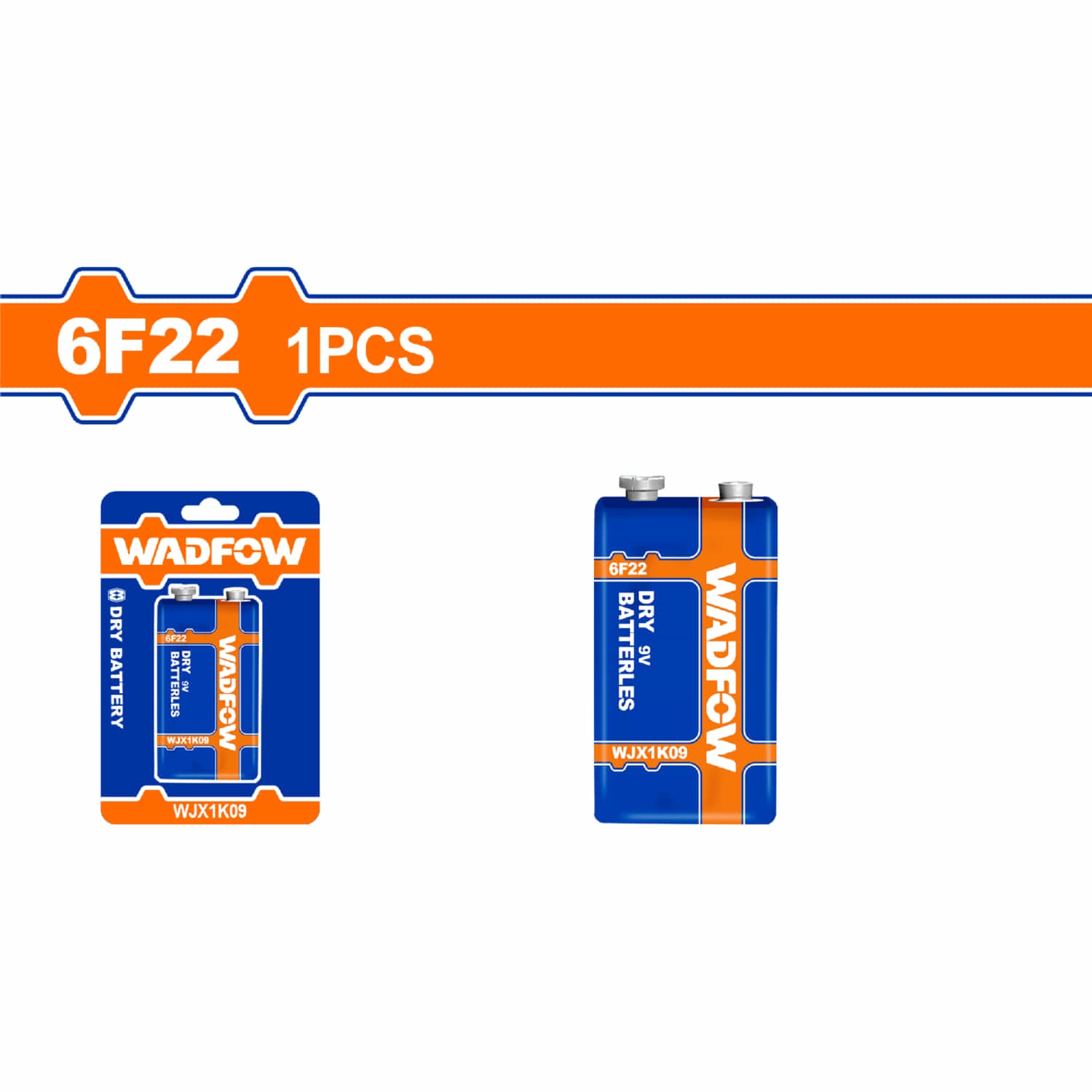 Batería 9V 6F22.  Cubierta de PVC. Duración 3 años. 1 pieza.