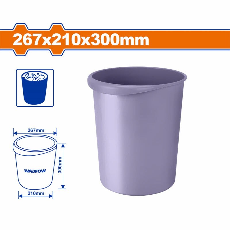 Cubo de Basura 267x210x300mm. Ideal para botar desechos. Peso: 319g. Material resistente. Balde