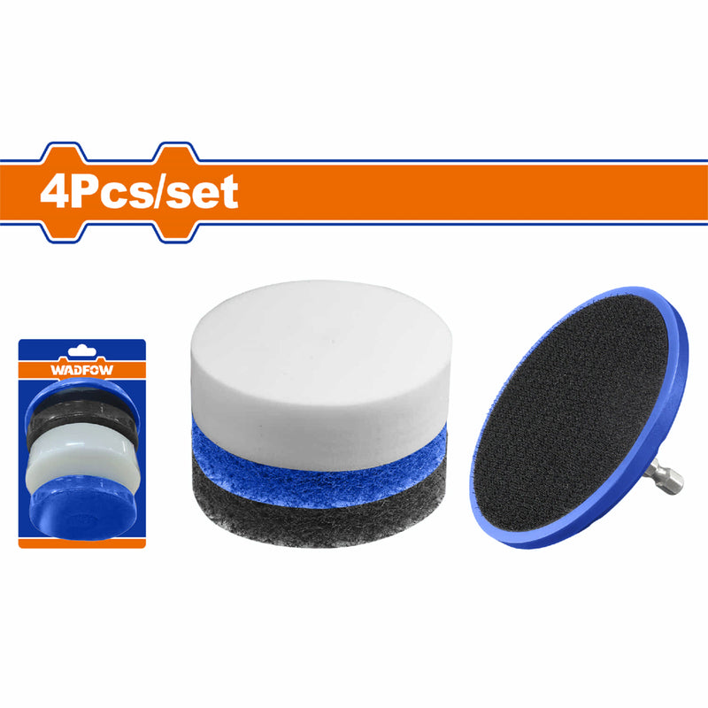 Esponjas para limpieza de abrasivos 3 niveles (suave, medio y duro) Incluye vástago. 4 pzas.