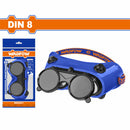 Lentes de soldador para oxicorte. DIN11. Diseño flip con bloqueo cerrado. Cuerpo de PVC flexible.