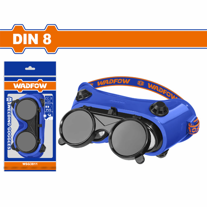 Lentes de soldador para oxicorte. DIN11. Diseño flip con bloqueo cerrado. Cuerpo de PVC flexible.