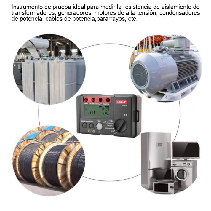 UNI-T Megohmetro Digital (Medidor de Aislamiento) medidor de resistencia de aislamiento y voltage AC