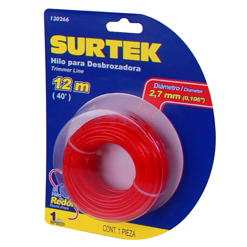 Nylon redondo para desbrozadora en blíster 2.7mm x 15 mt Surtek
