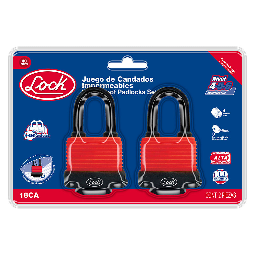 Jgo 2 candado imperm cort 40mm Lock
