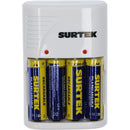 Cargador de pilas AA, AAA y 9V Surtek.