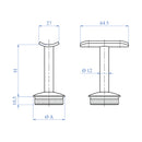 Soporte fijo de corremanos. Para tubo de 42.4 mm. Acabado Espejo316.