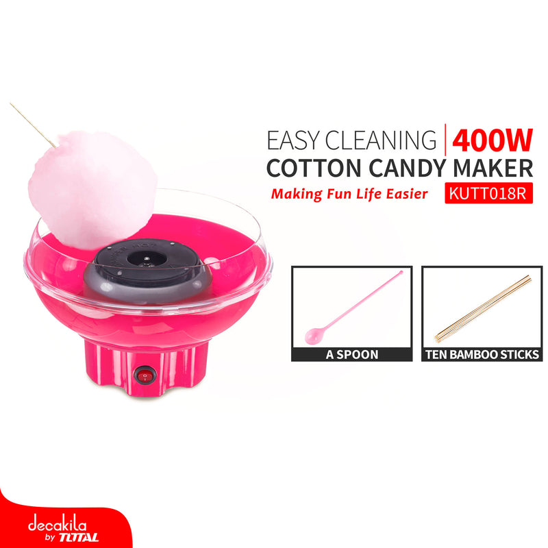 Máquina para hacer algodón de azúcar, PC/PP, 120V/60Hz, 400W, 26.5*26.5*15cm, Rosa