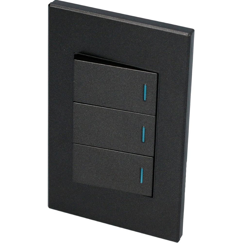 Interruptor con 3 apagadores negro 1/3 Surtek.