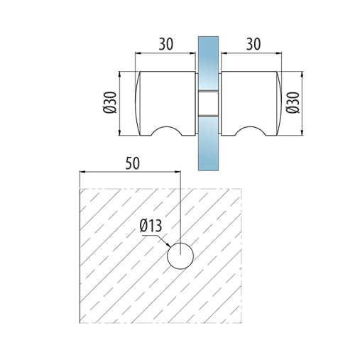 Boton de ducha doble. ZAMAC. Economico Acabado Satinado. Vida util 2-3 años