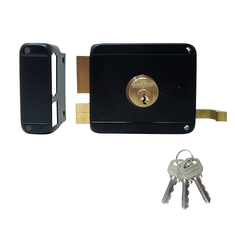 Cerradura de sobreponer puerta metálica para lado izquierdo. Con 3 llaves.