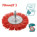 Cepillo de nylon circular para taladro con vástago de 75mm.