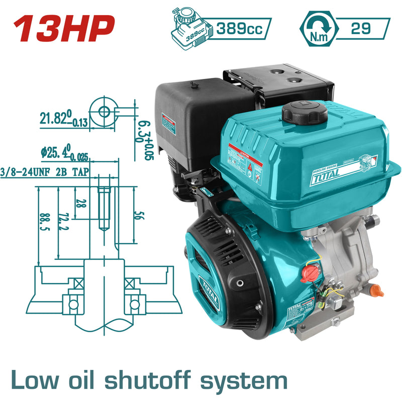 Motor a gasolina 13 HP 4 tiempos 25.4 mm Q type