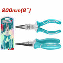 Alicates de punta larga 8" Pulido y antióxido. Con mango de dos colores.