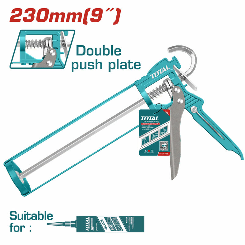 Pistola Calafateadora de 9" para usar con Silicón. Doble placa de empuje.
