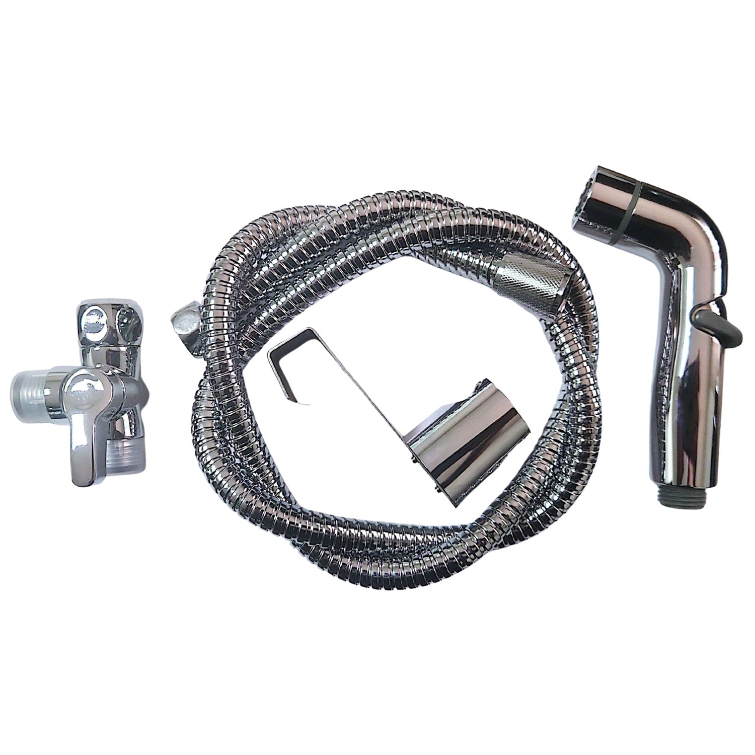 Ducha sanitaria tipo teléfono con accesorios. Set de 4 piezas. Regadera inodoro