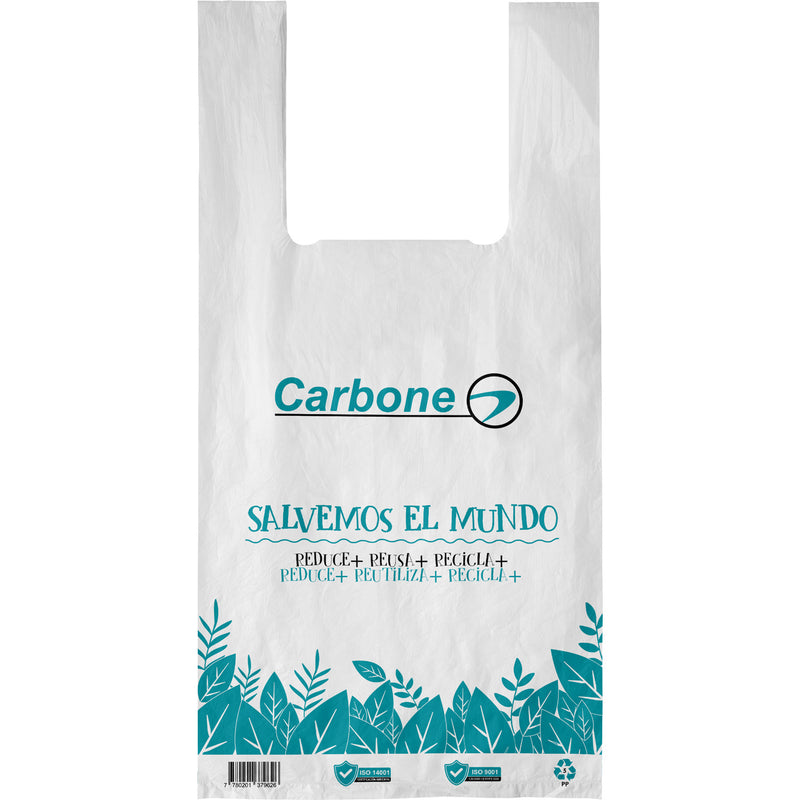 Bolsa Reciclable Ecologica Biodegradable Con Logo Carbone 30X60x14 Cm