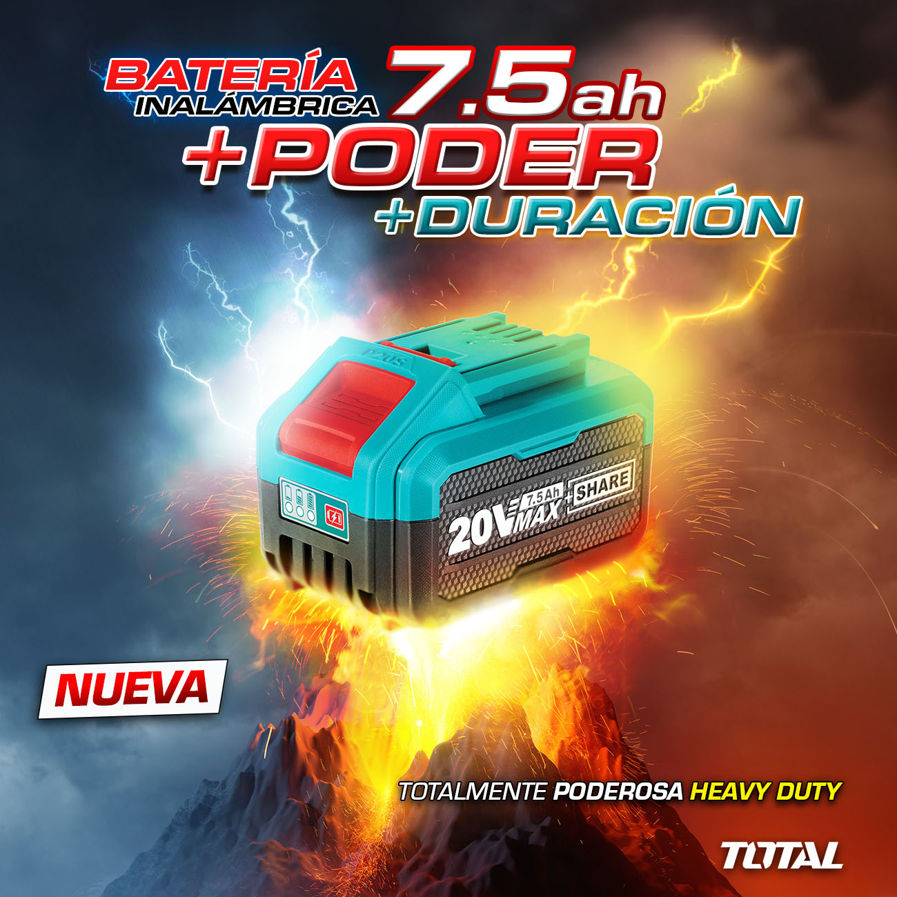 Batería 20V 7.5 Ah Power Max litio TOTAL