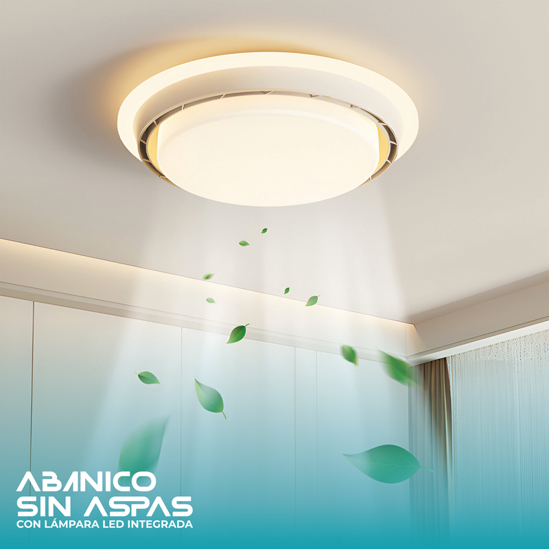 Abanico sin aspas Lampara LED dimeable 3000-6500K Control por voz Ventilador invisible 20"(52cm) 69w.