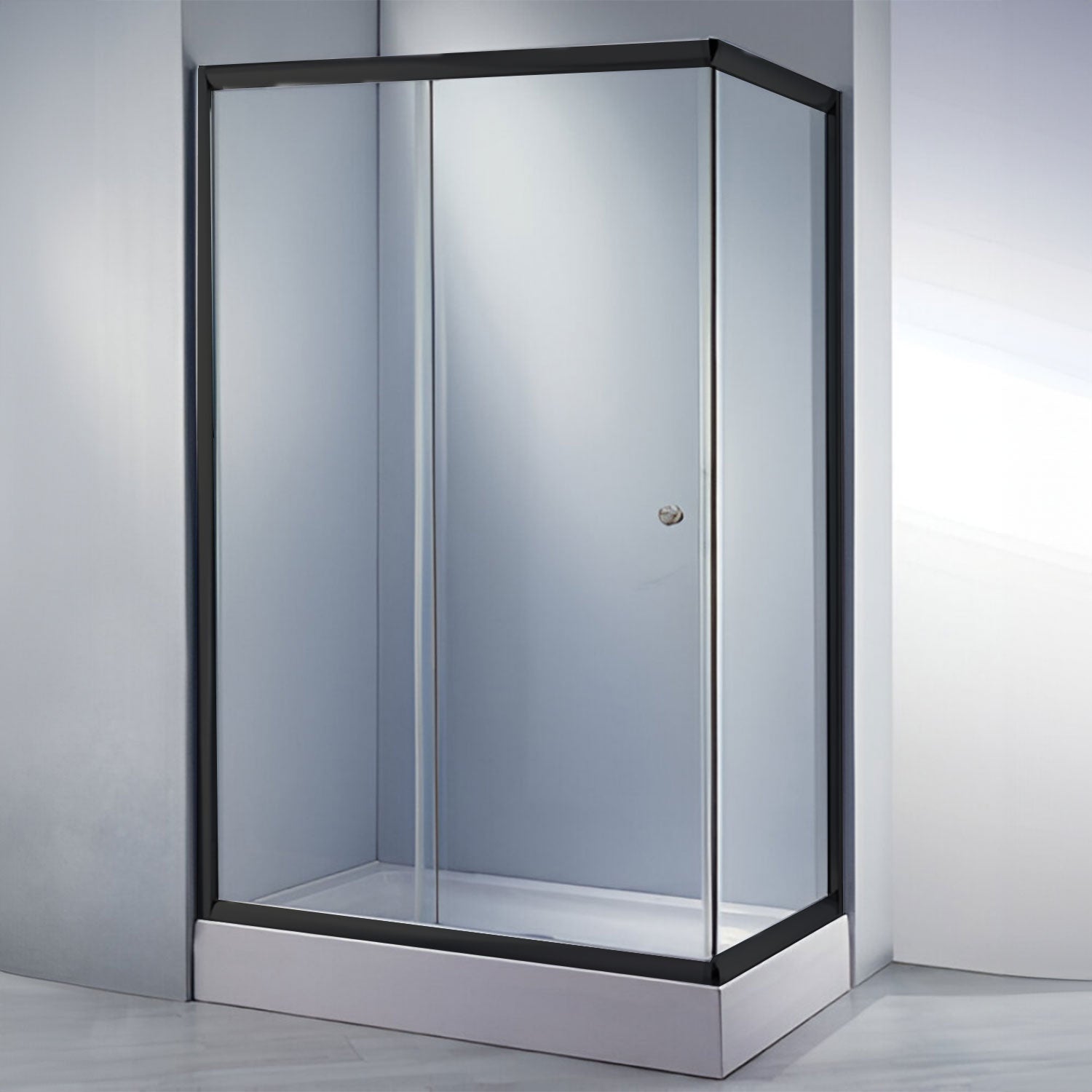 Puerta de baño Aqua Negra 90° 1500x1500x1850mm (NO INCLUYE VIDRIO SOLO HERRAJES Y PERFIL)