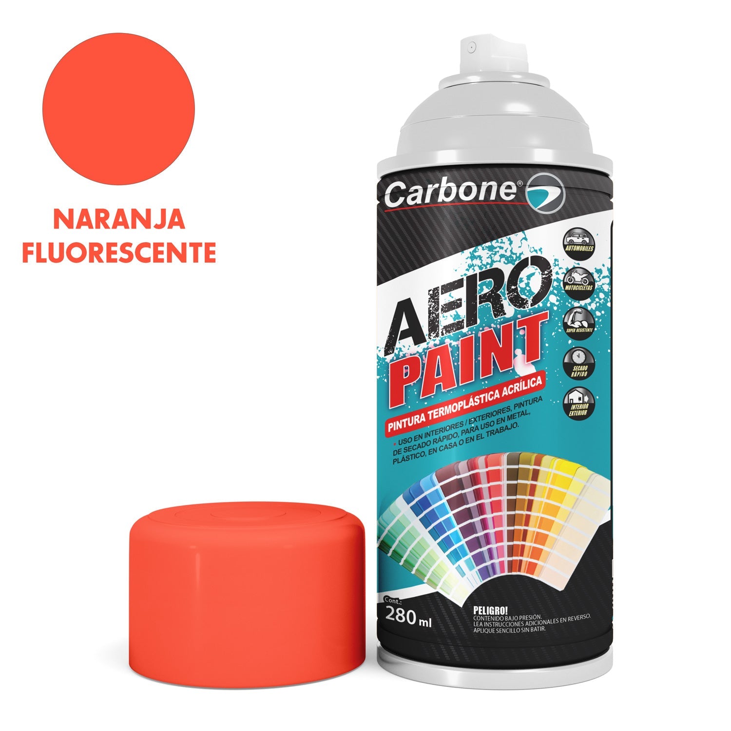 Pintura Aerosol En Spray Fluorescente 280Ml. Interiores Y Exteriores Alta Calidad