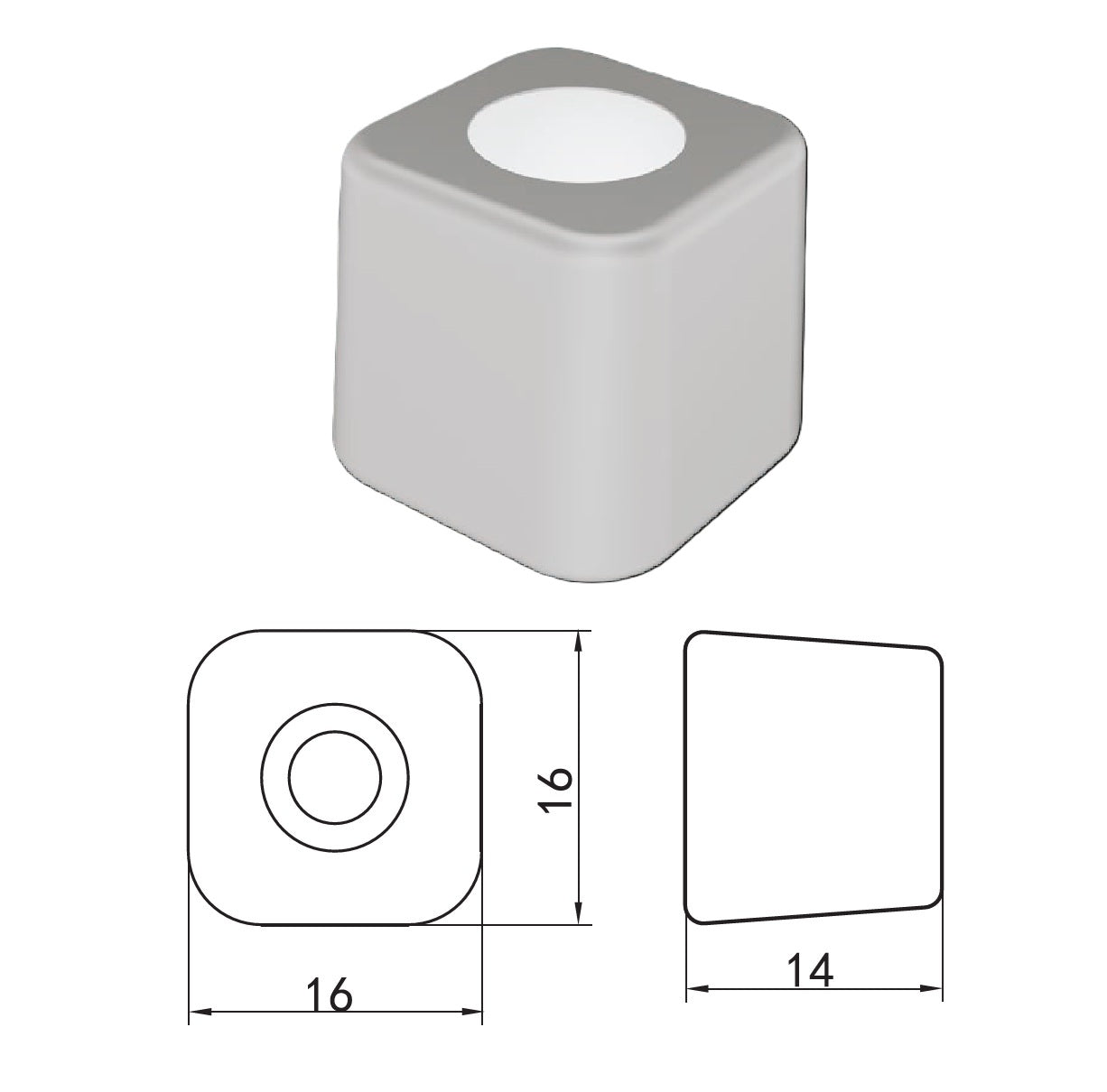 Tope amortiguador BLANCO de Hoja alta resistencia para ventanas y puertas corredizas Anti-Strike Block 16x16mm Refuerza el cierre y evita golpes