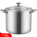 Olla  de Acero Inoxidable 23.6L con Tapa de Vidrio Templado 34x26cm