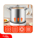 Olla  de Acero Inoxidable 23.6L con Tapa de Vidrio Templado 34x26cm