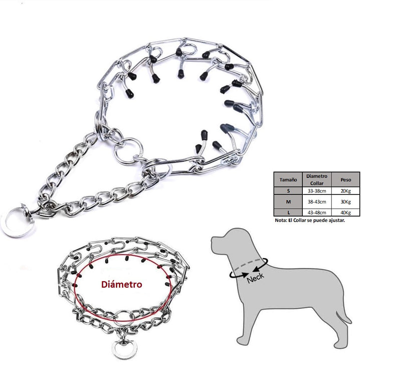 Collar de acero inoxidable de entrenamiento para Perros.  Talla S - Razas Pequeñas.