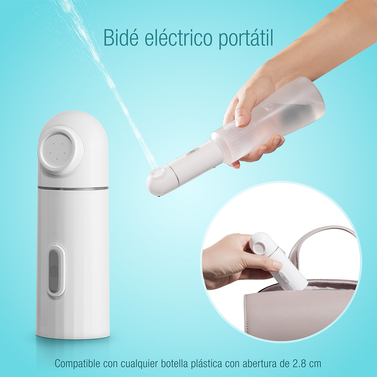 Bidé eléctrico portátil recargable con botella