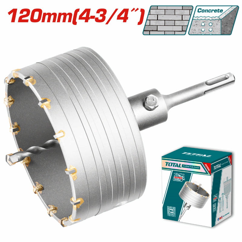 Broca Circular para Concreto. Diámetro: 120mm. 14 piezas de cuchillas TCT con Adaptador de 110mm.