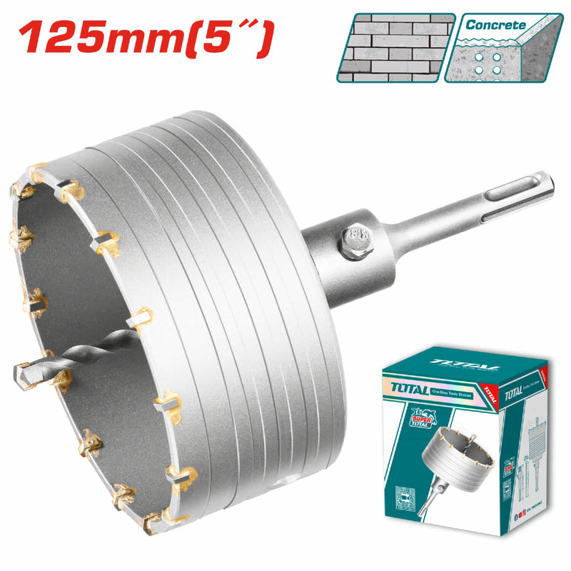 Broca Circular para Concreto. Diámetro: 125mm. 14 piezas de cuchillas TCT con Adaptador de 110mm.
