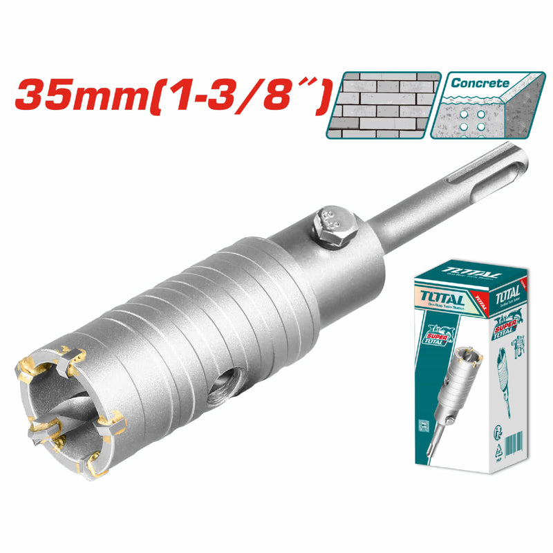 Broca Circular para Concreto. Diámetro: 35mm. 5 piezas de cuchillas TCT con Adaptador de 110mm.