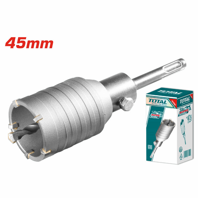 Broca Circular para Concreto. Diámetro: 45mm. 5 piezas de cuchillas TCT con Adaptador de 110mm.