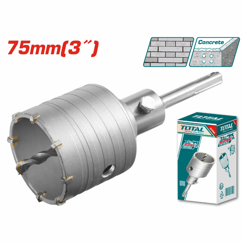Broca Circular para Concreto. Diámetro: 75mm. 8 piezas de cuchillas TCT con Adaptador de 110mm.
