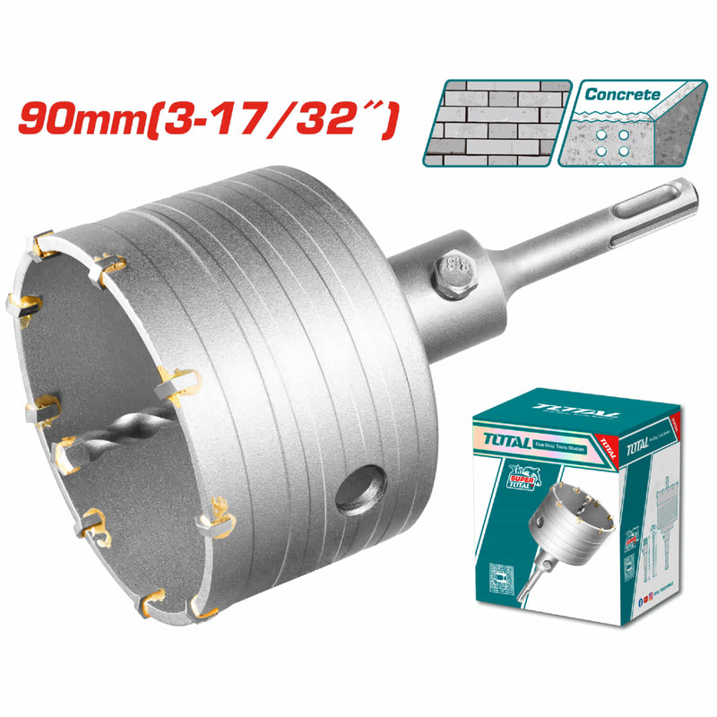 Broca Circular para Concreto. Diámetro: 90mm. 9 piezas de cuchillas TCT con Adaptador de 110mm.